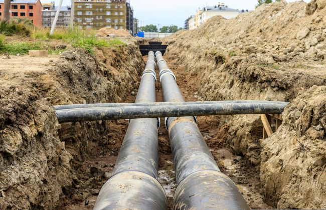 Pipes in a ditch underground